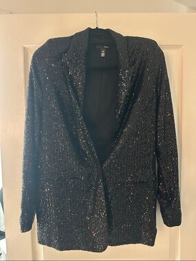 Aqua Black Sequin Blazer Jacket